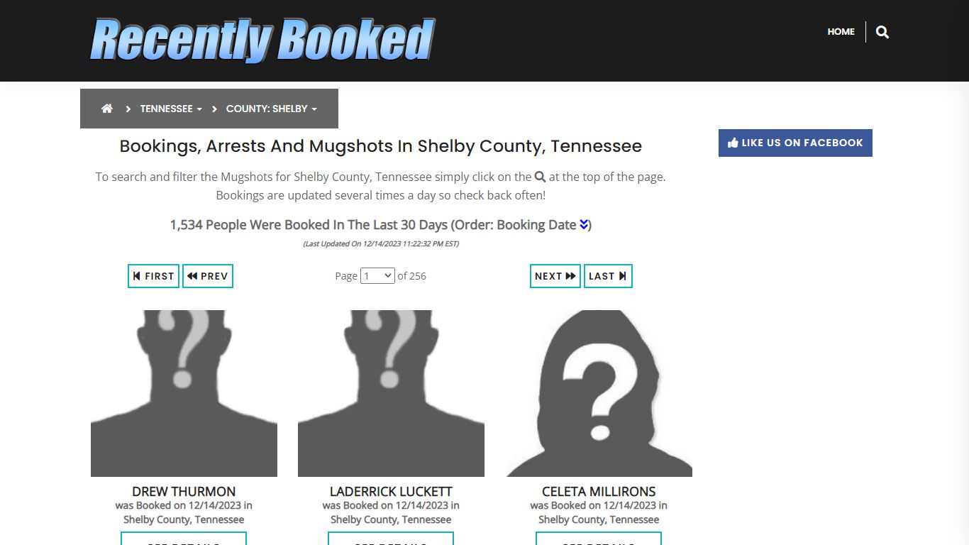 Bookings, Arrests and Mugshots in Shelby County, Tennessee